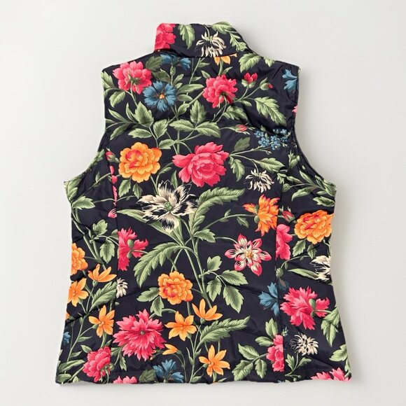 Lands' End Down Puffer Vest Women's Size Large (14/16) Colorful Floral Navy Fall - Picture 2 of 6